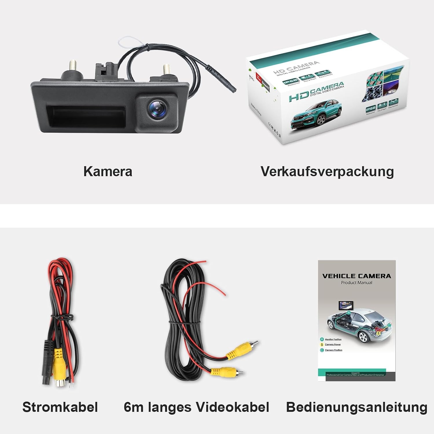 Dynamische achteruitrijcamera 1080p voor Audi A4L A5 A3 Q3 Q5 RS6 VW Passat Tiguan Jetta Sharan Lavida Skoda, werkt alleen met monitor radio head-unit, die AHD 1080P videosignaal ondersteunt