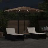 vidaXL Parasol met LED's en stalen paal 324x324x247 cm bruin
