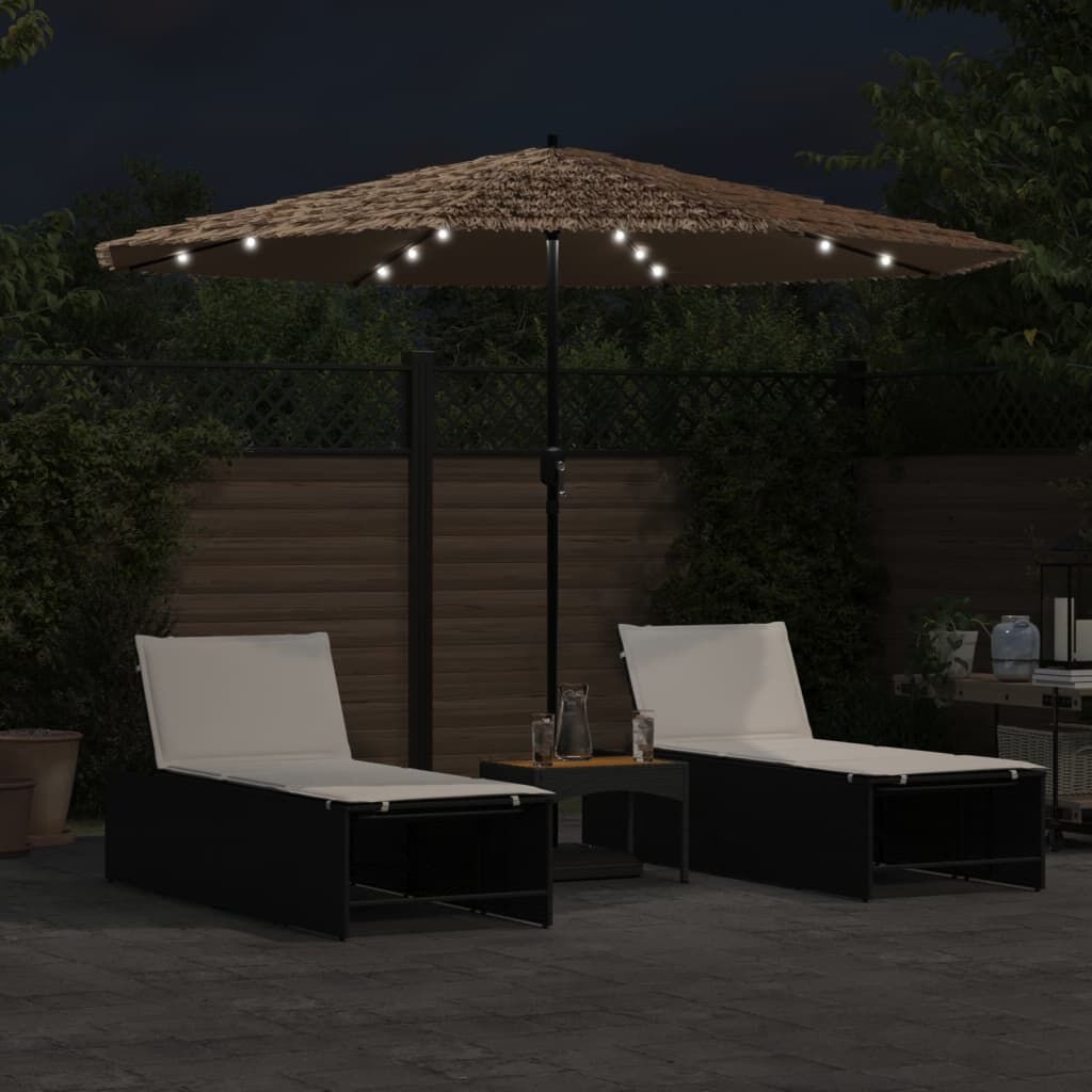 vidaXL Parasol met LED's en stalen paal 324x324x247 cm bruin
