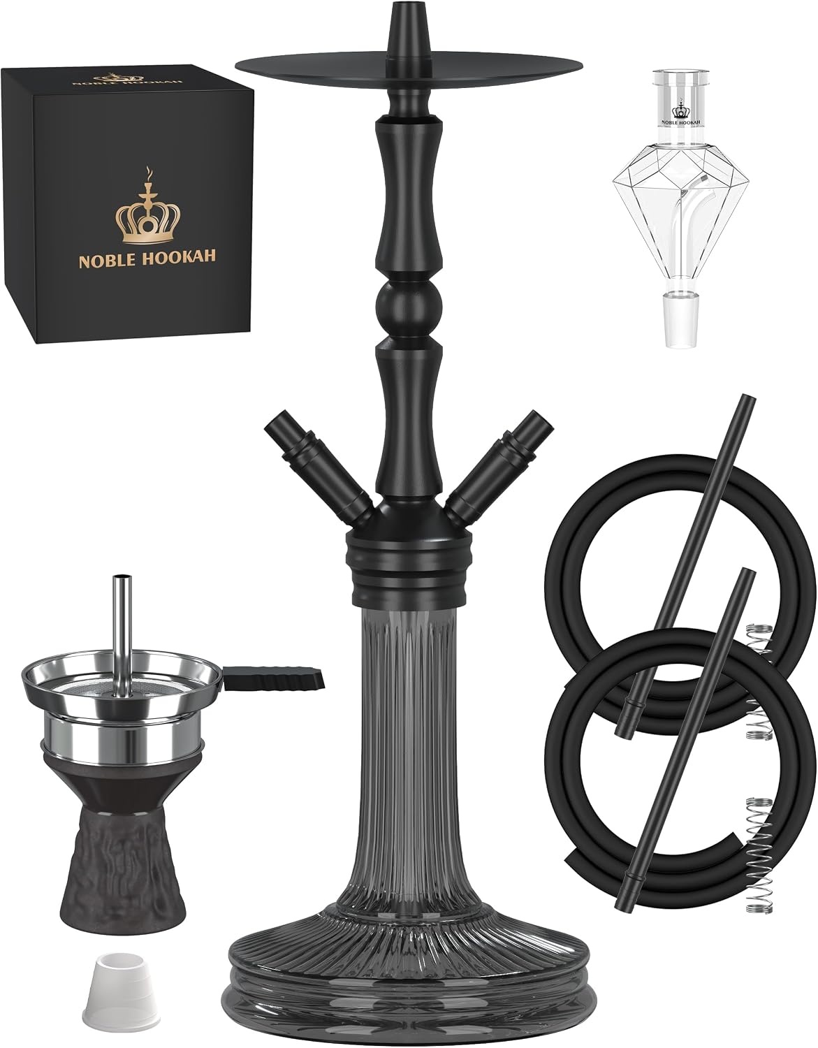 Shisha Set 77cm Aluminium, Dubbele Slangen - 34% Korting!