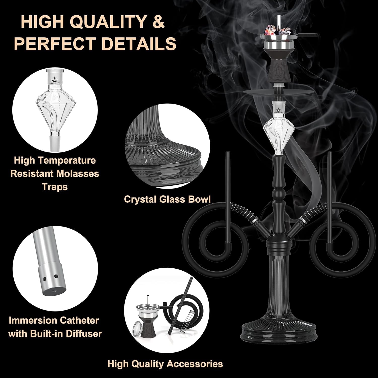 Shisha Set 77cm Aluminium, Dubbele Slangen - 34% Korting!