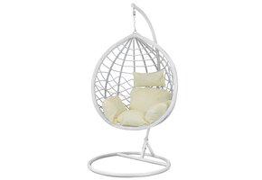 Witte Ei Hangstoel met Frame & Kussen - Binnen/Buiten - 63% Korting