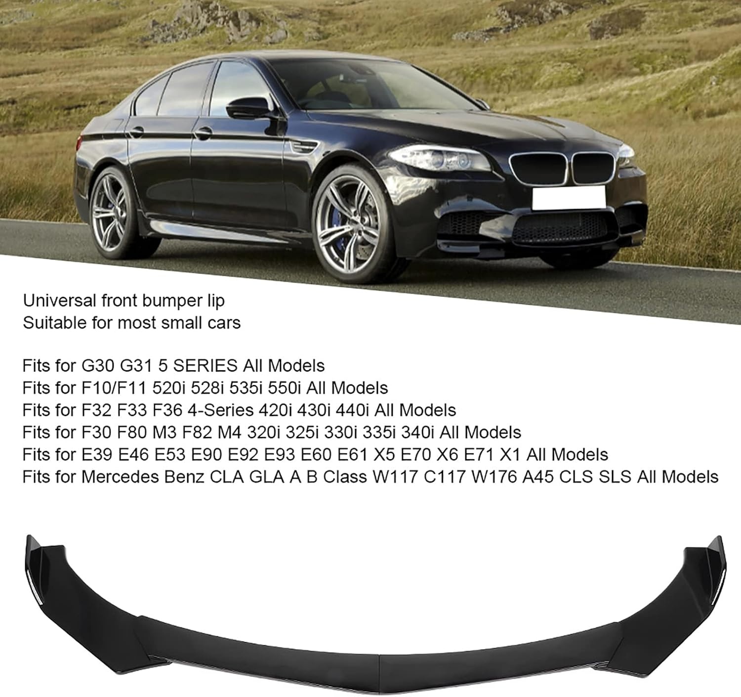 Glanzend Zwarte Voorbumper Lip Spoiler Kit - Universeel