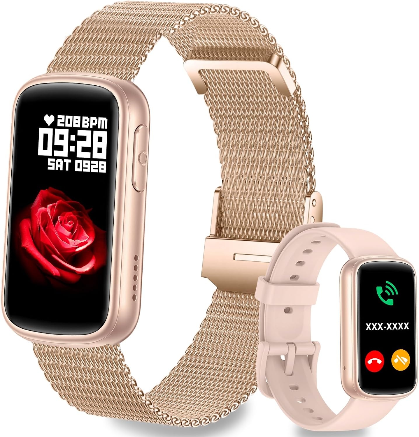 Smartwatch Goud Dames/Heren - 1,47" - Bluetooth, Hartslag, Zuurstof, Sport