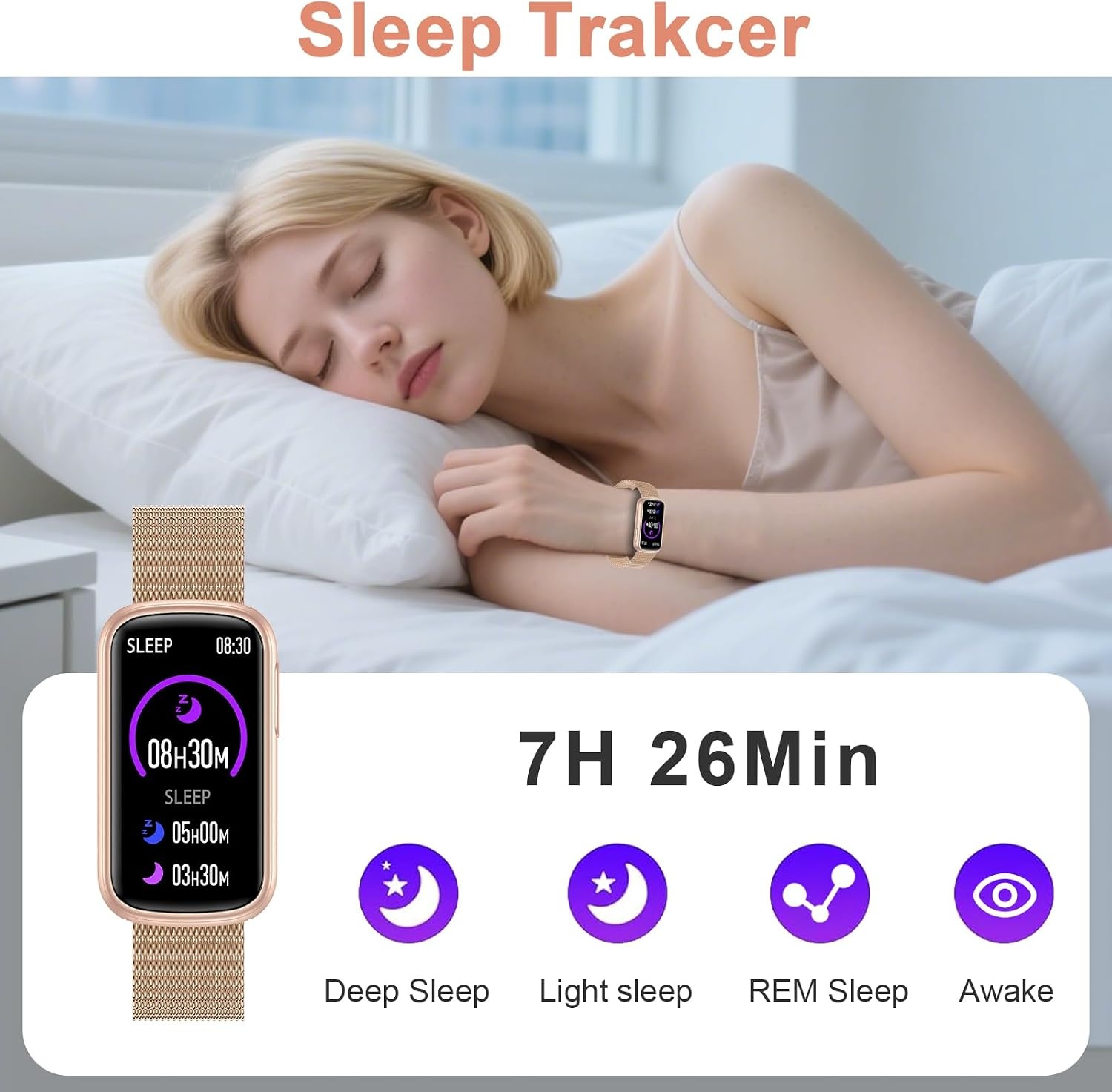 Smartwatch Goud Dames/Heren - 1,47" - Bluetooth, Hartslag, Zuurstof, Sport