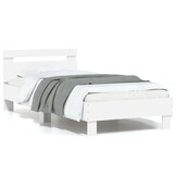 Wit Houten Bedframe met Bewerkt Hoofdbord - 75x190 cm - 34% Korting