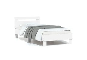 Wit Houten Bedframe met Bewerkt Hoofdbord (75x190 cm) - 46% Korting!