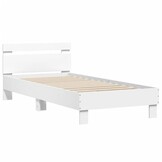 Wit Houten Bedframe met Bewerkt Hoofdbord - 75x190 cm - 34% Korting