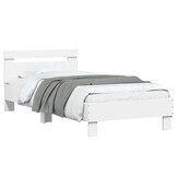 Wit Houten Bedframe met Bewerkt Hoofdbord - 75x190 cm - 34% Korting