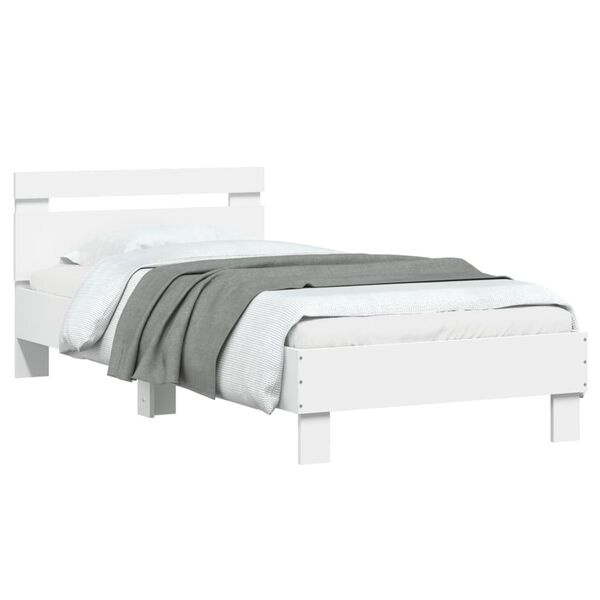 Wit Houten Bedframe met Bewerkt Hoofdbord - 75x190 cm - 34% Korting