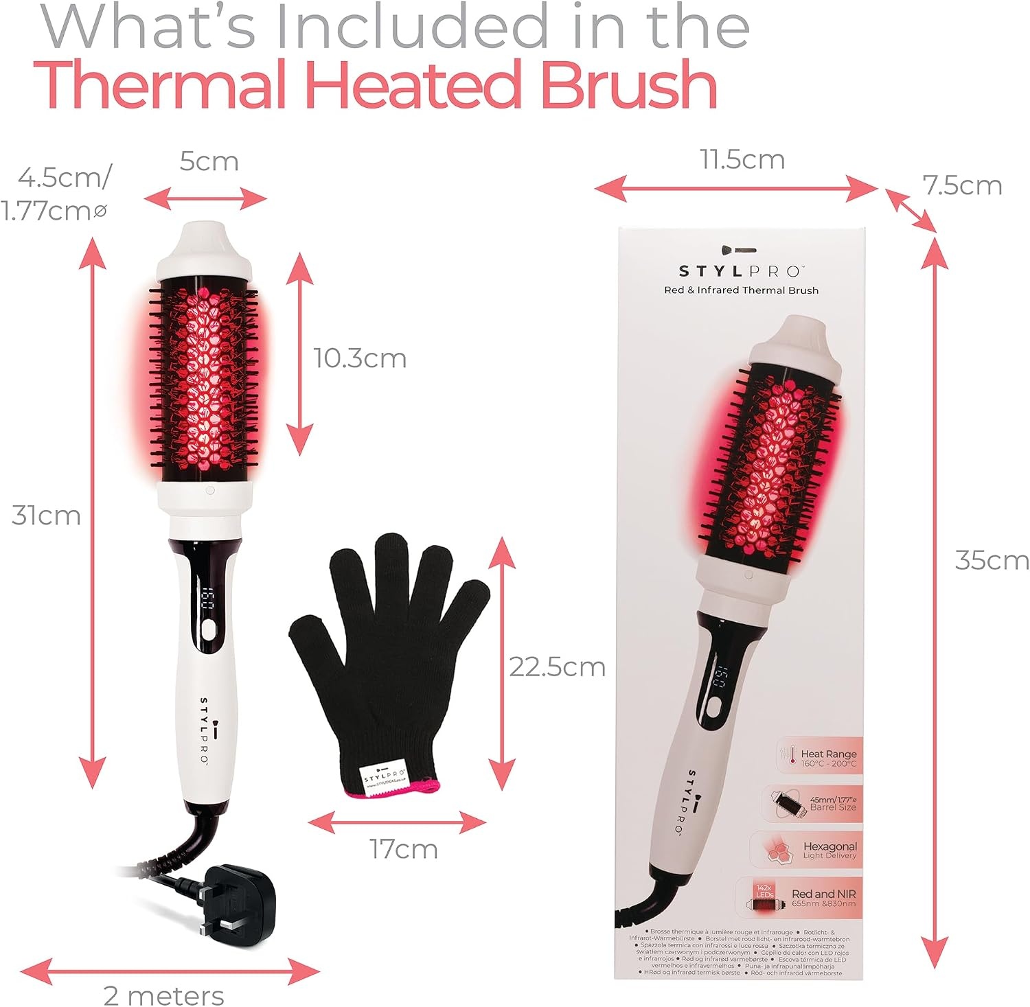 Geretourneerde STYLPRO Warmteborstel met LED - 34% Korting