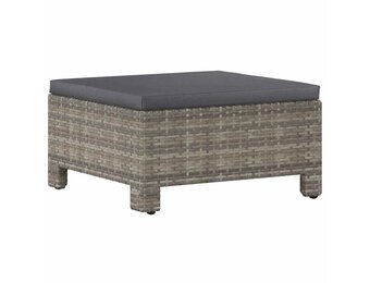 Voetensteun met Kussen Poly Rattan Grijs - 34% Korting