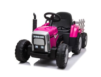 Elektrisch bestuurbare tractor met aanhanger - Roze - 35% Korting