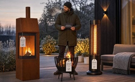 Tuinhaard, vuurkorf of terrasverwarmer via retour: warm de winter door