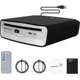 externe universele cd-speler voor auto, vrachtwagen met AUX-kabel en afstandsbediening, externe cd-drive voor laptop, pc, tv, compatibel met Android autoradio