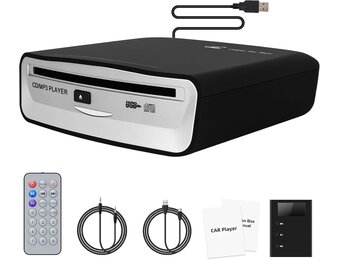 externe universele cd-speler voor auto, vrachtwagen met AUX-kabel en afstandsbediening, externe cd-drive voor laptop, pc, tv, compatibel met Android autoradio