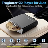 externe universele cd-speler voor auto, vrachtwagen met AUX-kabel en afstandsbediening, externe cd-drive voor laptop, pc, tv, compatibel met Android autoradio