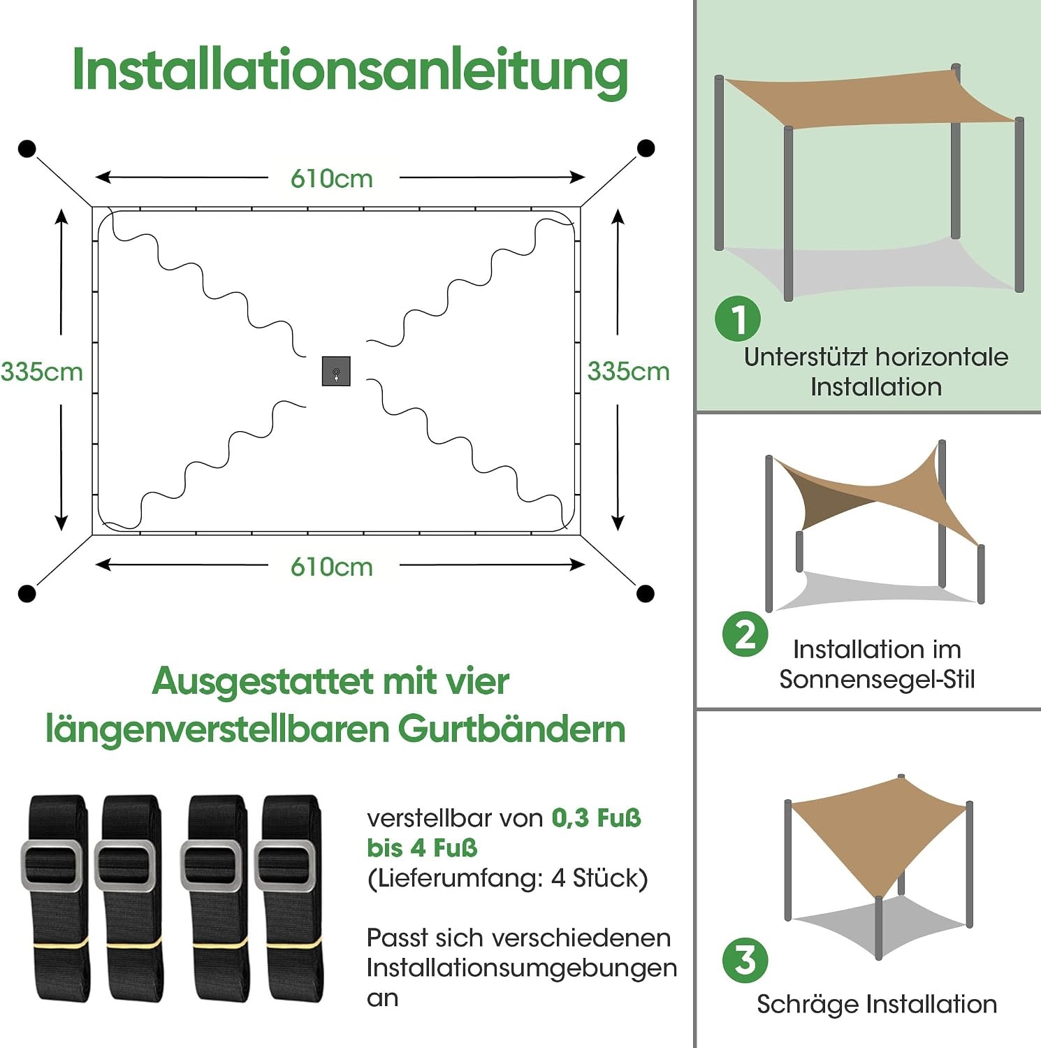 SIHAIAN Rechthoekig Schaduwdoek 3,3 x 6,1 m - Waterdicht Beige UV-bestendig