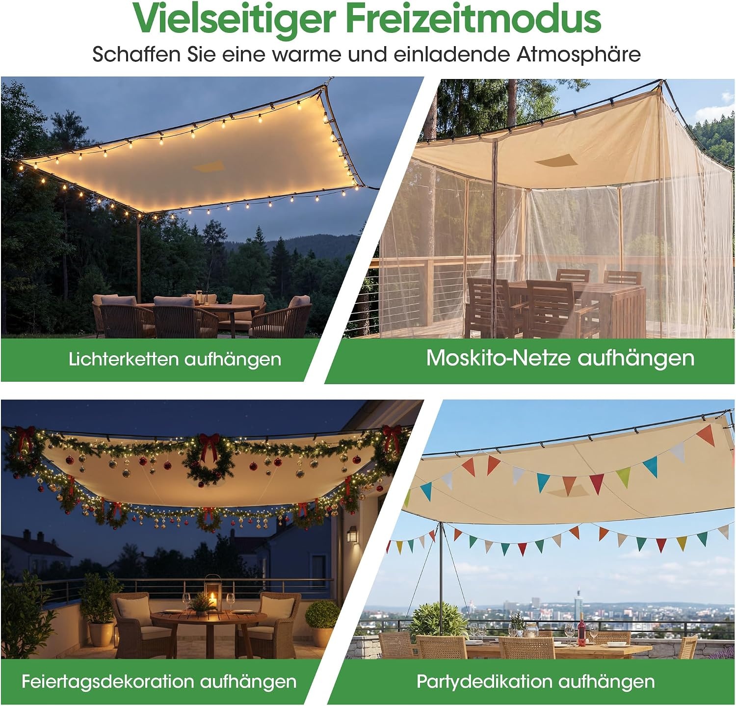 SIHAIAN Rechthoekig Schaduwdoek 3,3 x 6,1 m - Waterdicht Beige UV-bestendig