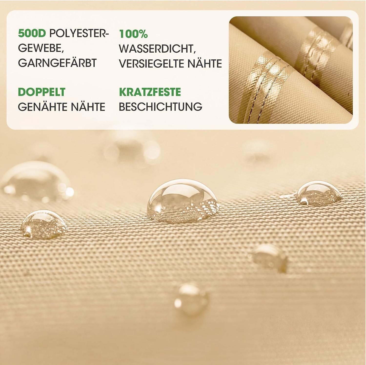 SIHAIAN Rechthoekig Schaduwdoek 3,3 x 6,1 m - Waterdicht Beige UV-bestendig