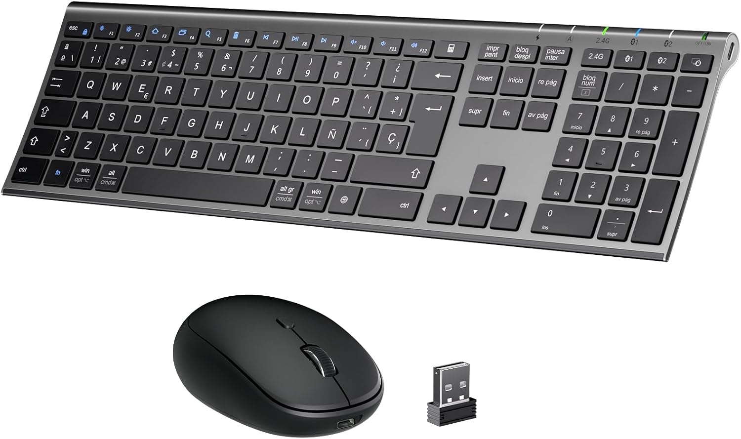 Draadloos Toetsenbord & Muis Set QWERTY DK03 Grijs - 57% Korting