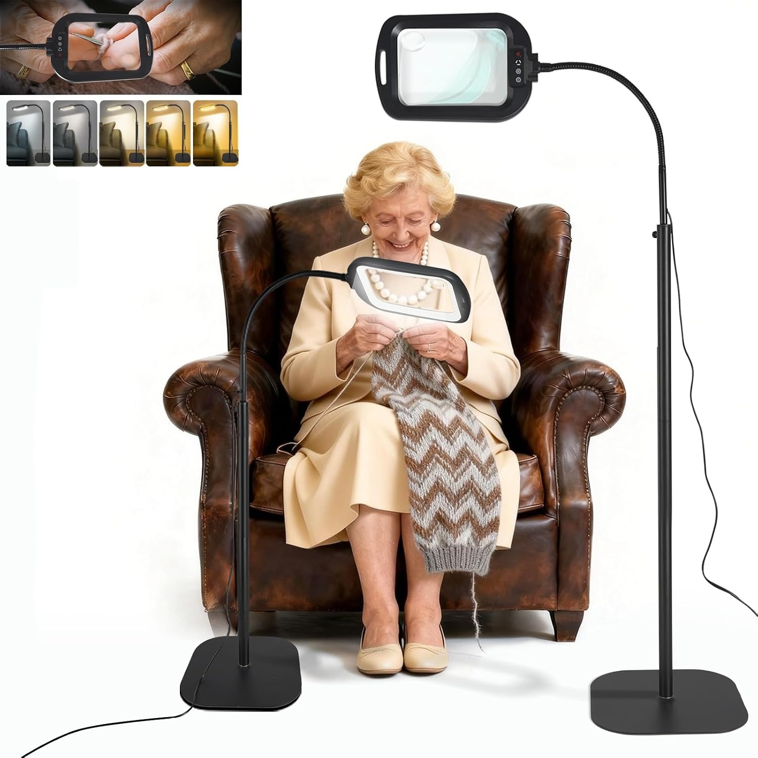 GABORISH 3-in-1 Vergrootlamp met LED - 10x Vergrootglas - Zwart - 16 cm lens