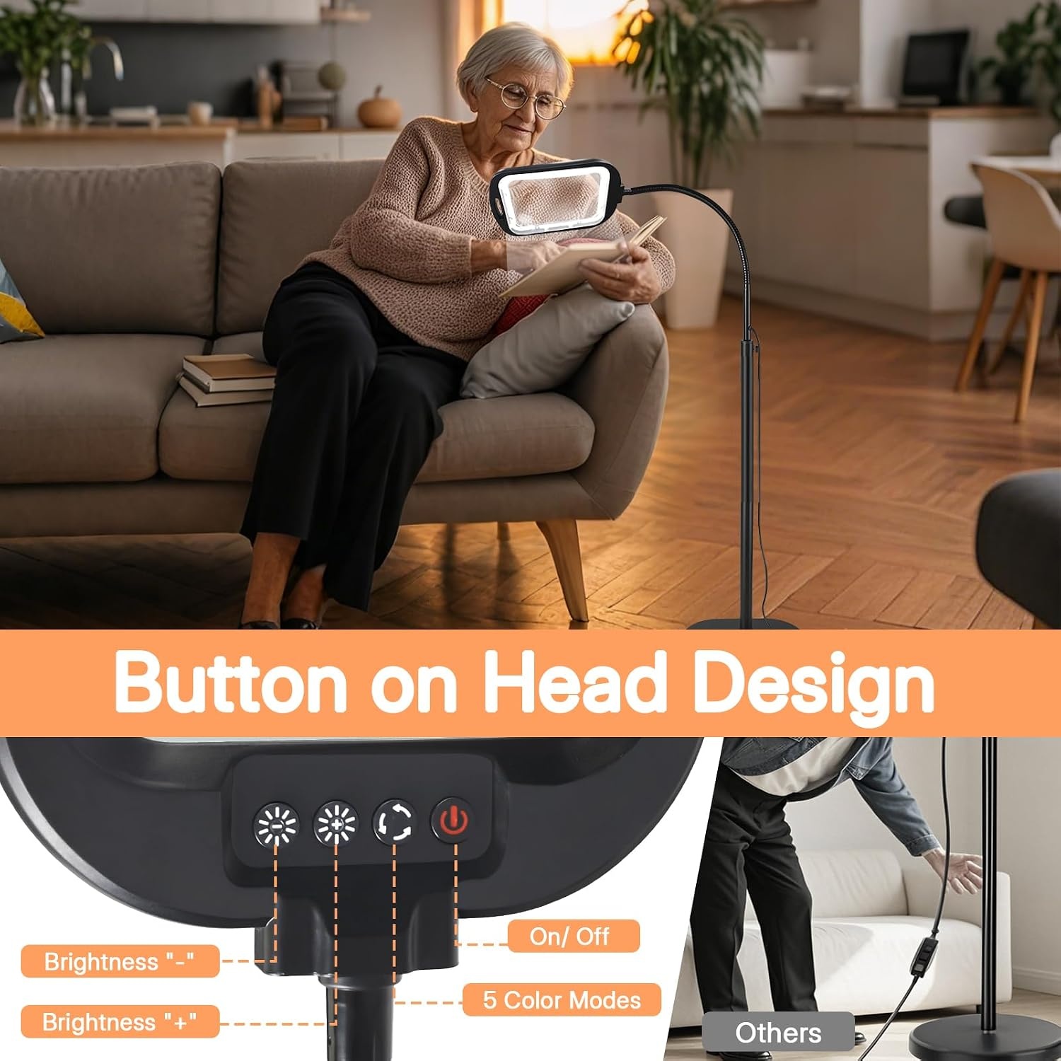 GABORISH 3-in-1 Vergrootlamp met LED - 10x Vergrootglas - Zwart - 16 cm lens