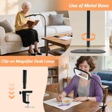 GABORISH 3-in-1 Vergrootlamp met LED - 10x Vergrootglas - Zwart - 16 cm lens