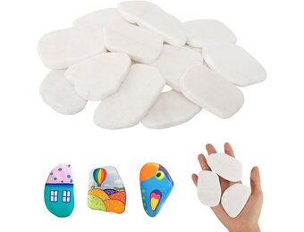 prota 15 Pieces Stones for Painting, 5-8 cm Smooth Large Pebbles, Flat Pebbles for Crafts White Pebbles Decorative Stones Beach Rhinestones Garden Pebbles for Colourful