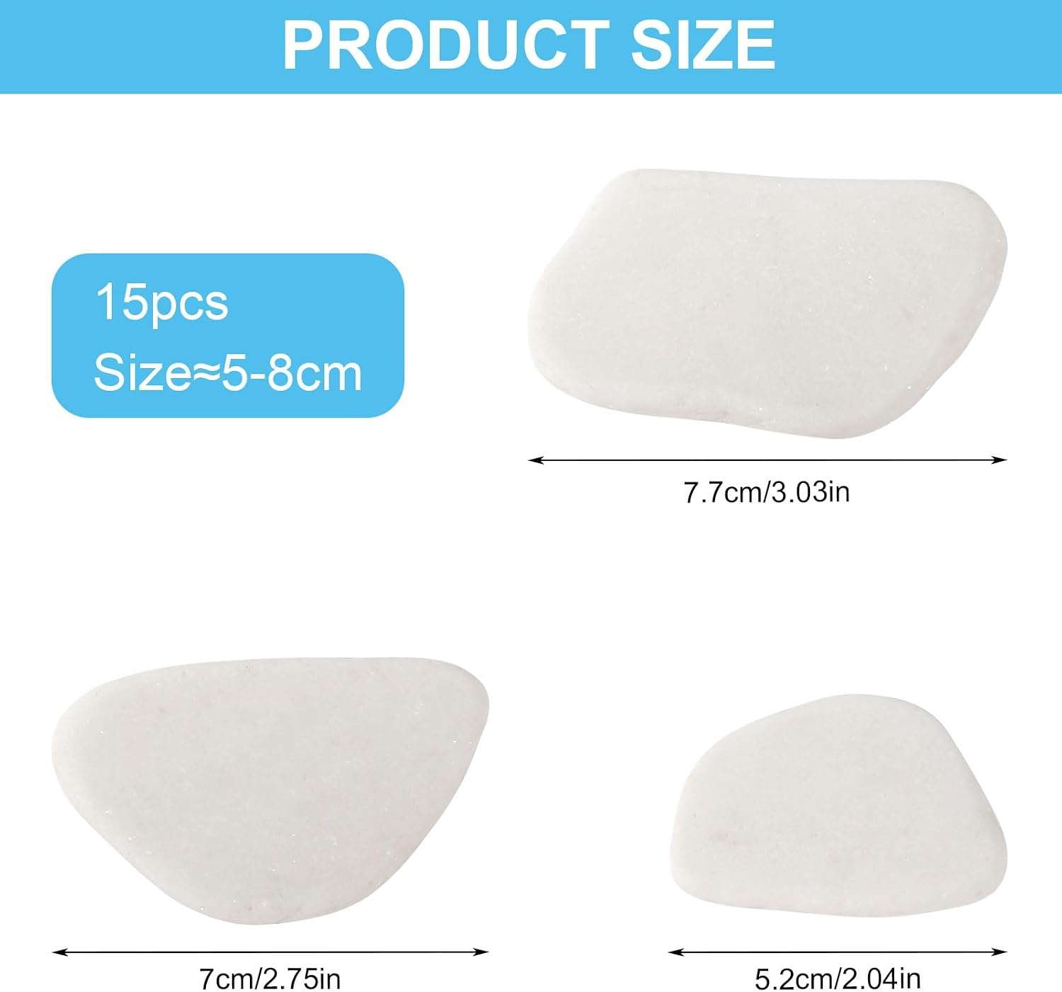 prota 15 Pieces Stones for Painting, 5-8 cm Smooth Large Pebbles, Flat Pebbles for Crafts White Pebbles Decorative Stones Beach Rhinestones Garden Pebbles for Colourful