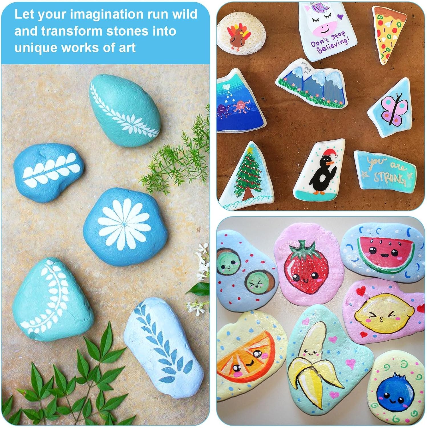 prota 15 Pieces Stones for Painting, 5-8 cm Smooth Large Pebbles, Flat Pebbles for Crafts White Pebbles Decorative Stones Beach Rhinestones Garden Pebbles for Colourful