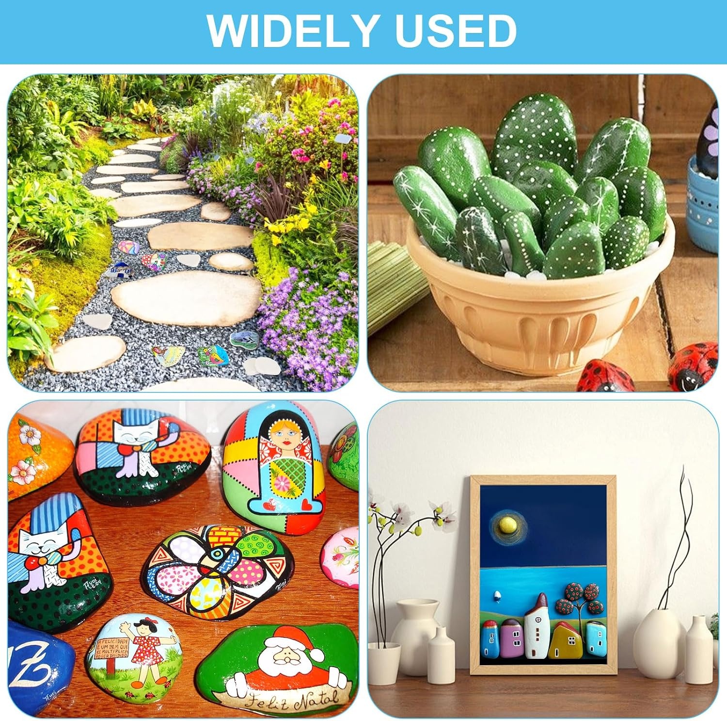 prota 15 Pieces Stones for Painting, 5-8 cm Smooth Large Pebbles, Flat Pebbles for Crafts White Pebbles Decorative Stones Beach Rhinestones Garden Pebbles for Colourful