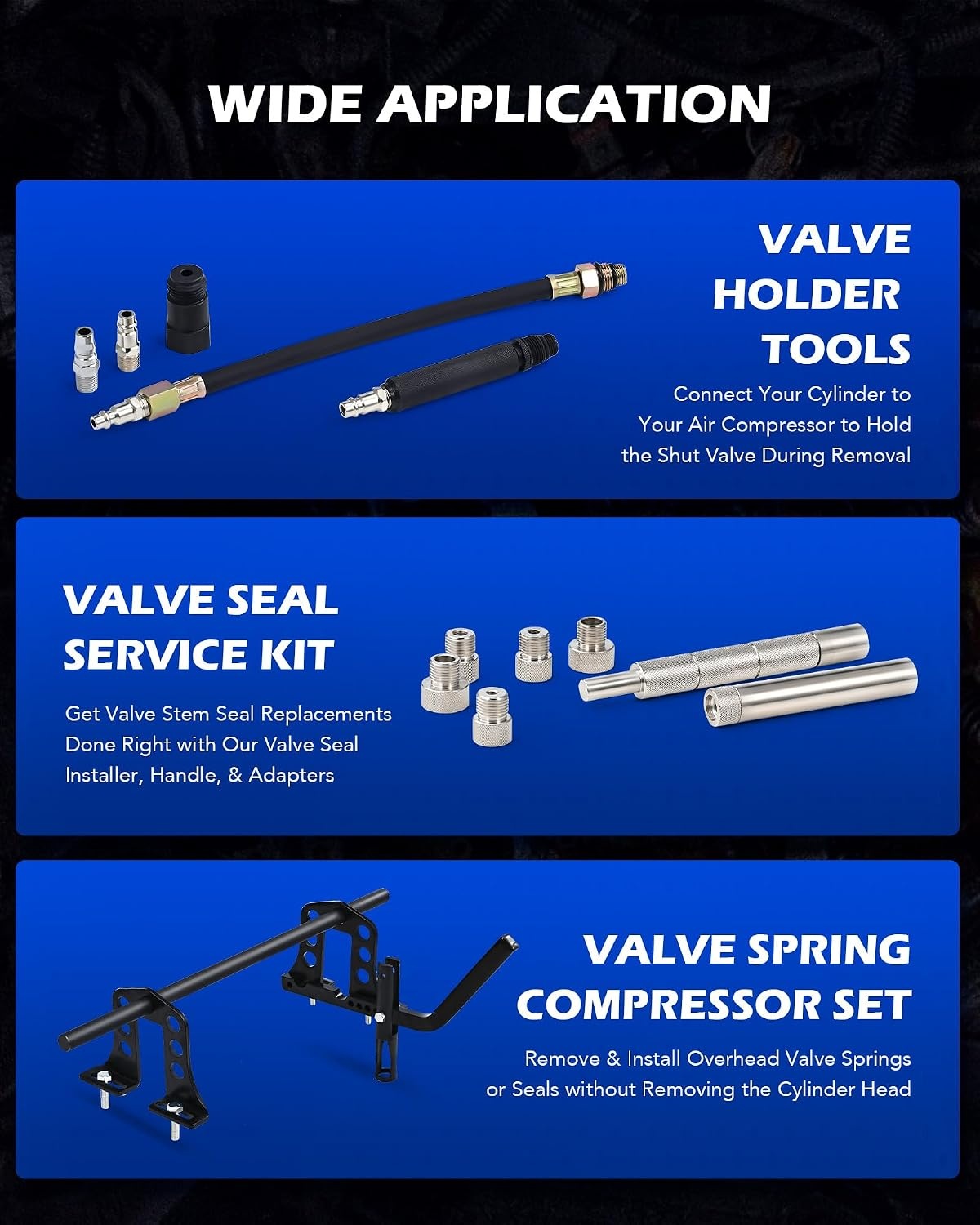 Orion Motor Tech Universele perslucht ventielveerspanner voor 8, 16 of 24 mm ventielen ventielschachtafdichting gereedschap met tang OHV OHC