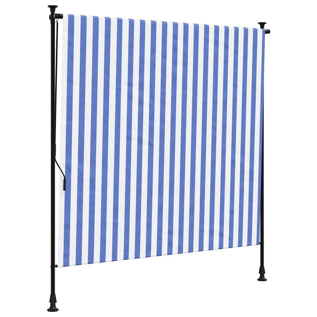 Buitenrolluik 150x270 cm - Stof & Staal Blauw/Wit - 60% Korting