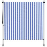 Buitenrolluik 150x270 cm - Stof & Staal Blauw/Wit - 60% Korting