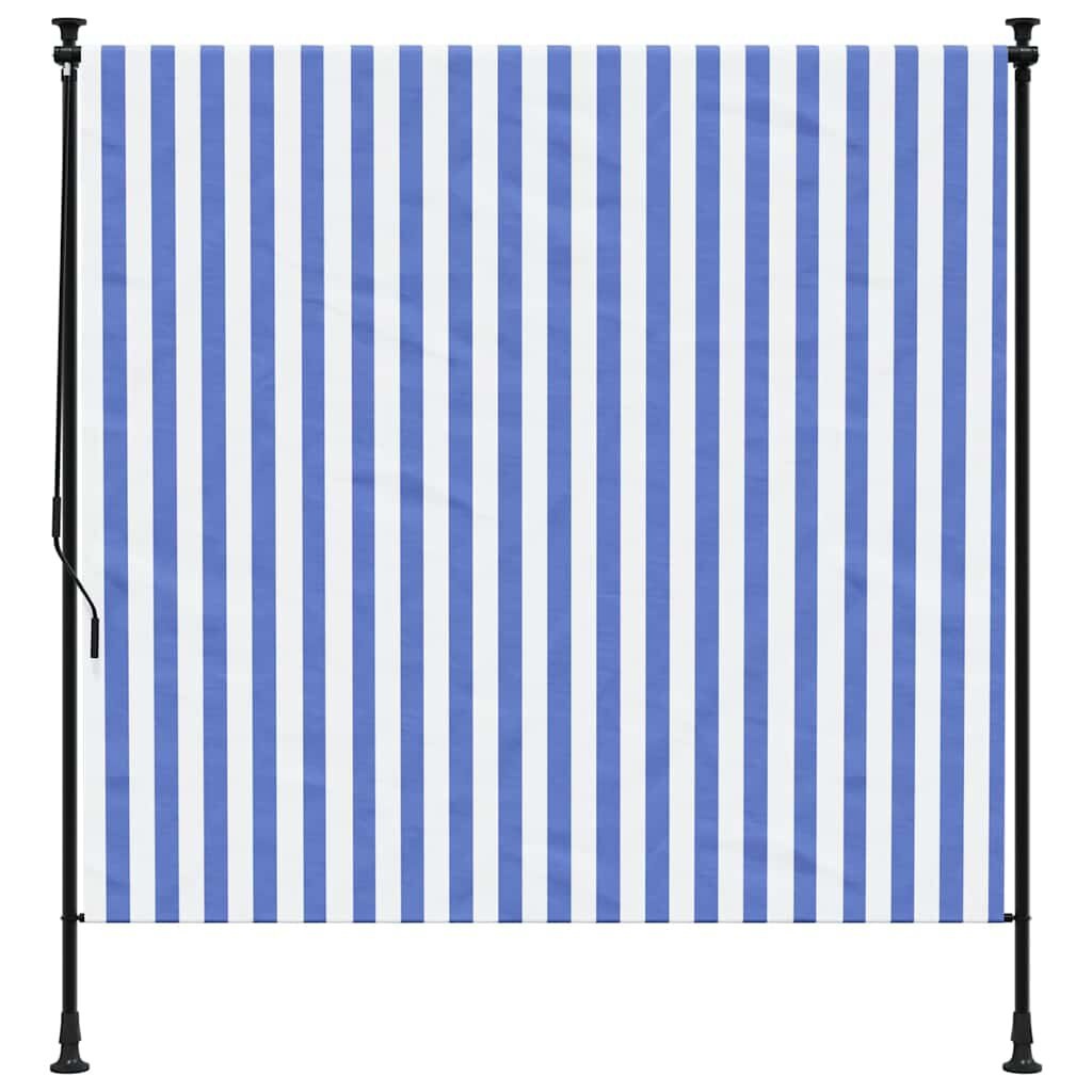Buitenrolluik 150x270 cm - Stof & Staal Blauw/Wit - 60% Korting