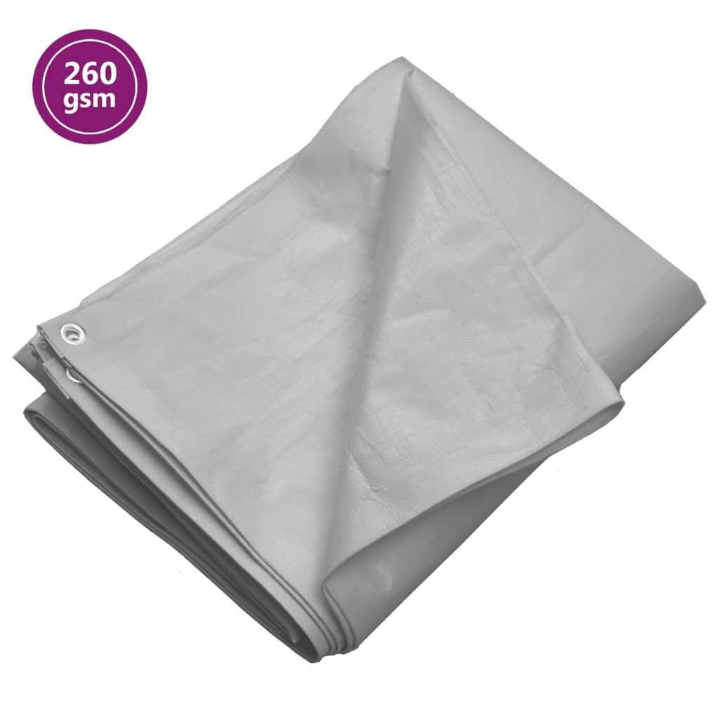 vidaXL Dekzeil 260 g/m² 3x6 m HDPE grijs