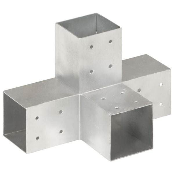vidaXL X-vormige paalverbinding 81x81 mm - Gegalvaniseerd Metaal