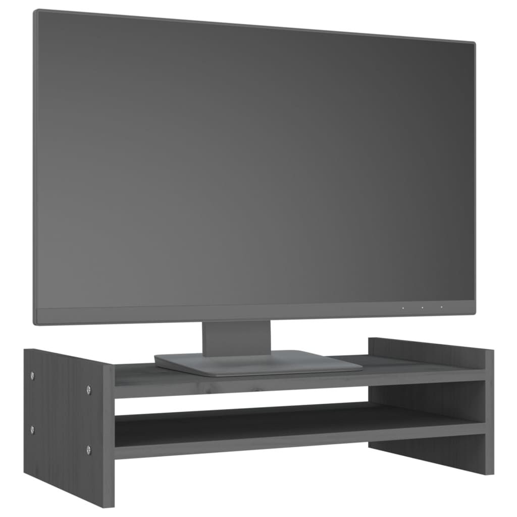 vidaXL Monitorstandaard Grenenhout Grijs 50x27x15 cm - 57% Korting