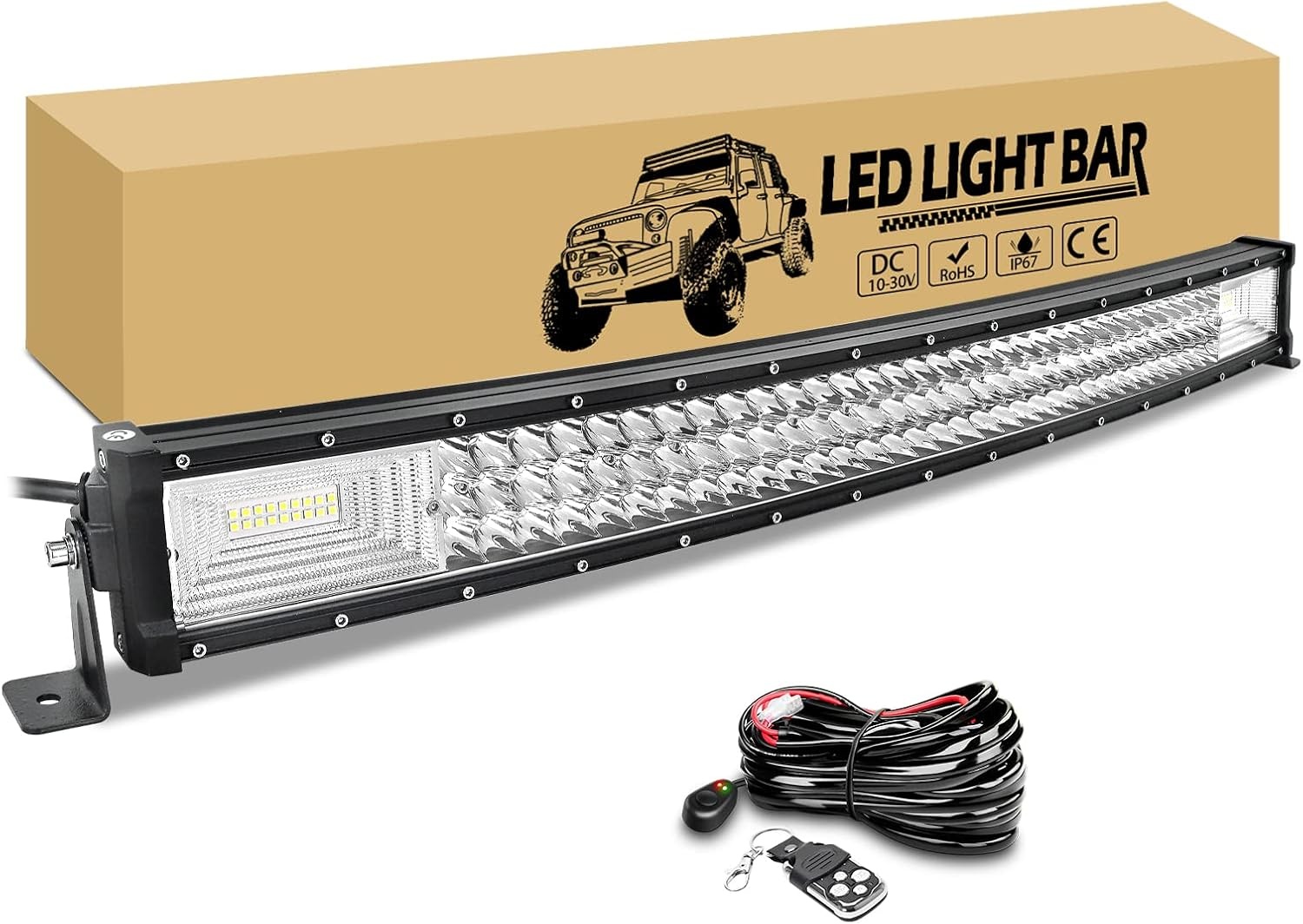 RIGIDON 52 inch 675W Curved LED Light Bar met Kabelboom