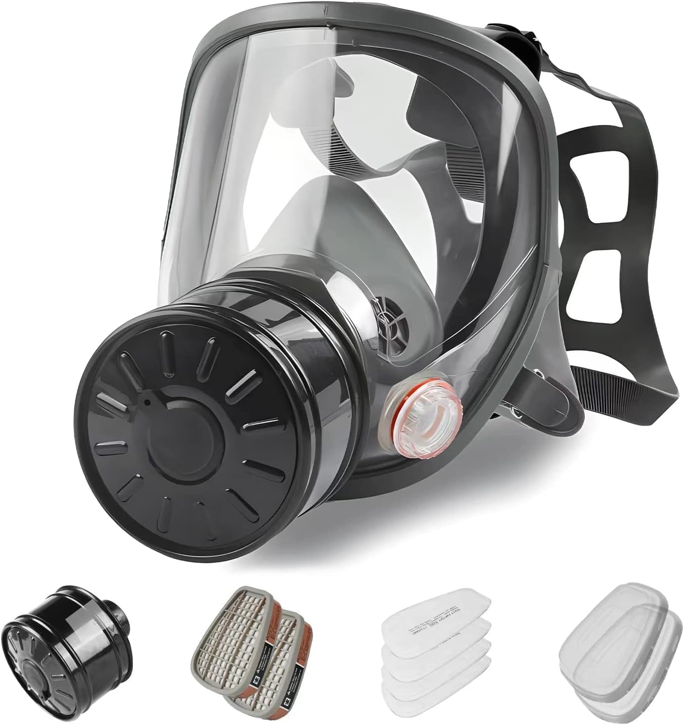 Volgelaatsmasker, gasmaskers overleving nucleair en chemisch met 40mm geactiveerde koolstoffilter, herbruikbaar ademhalingsmasker voor gassen, dampen, stof, chemicaliën