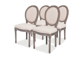 Eetkamerstoelen (4 st.) - Crème Linnen met Korting
