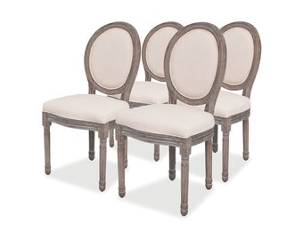 vidaXL Eetkamerstoelen 4 st stof crèmekleurig
