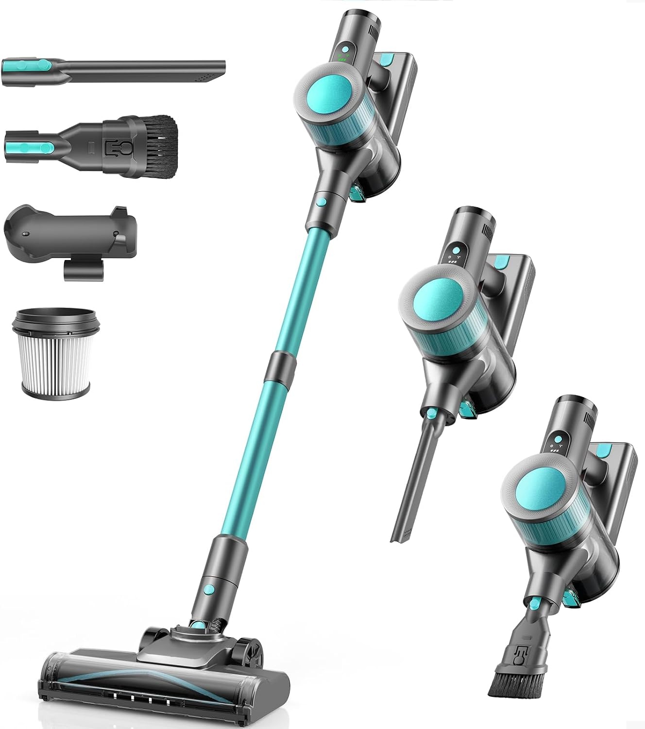 Draadloze Steelstofzuiger Cyaan - 61% Korting | 45000Pa, 50 Min. Looptijd