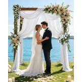 Witte Chiffon Trouwgordijnen (2 stuks) - 75x600cm - 32% Korting!