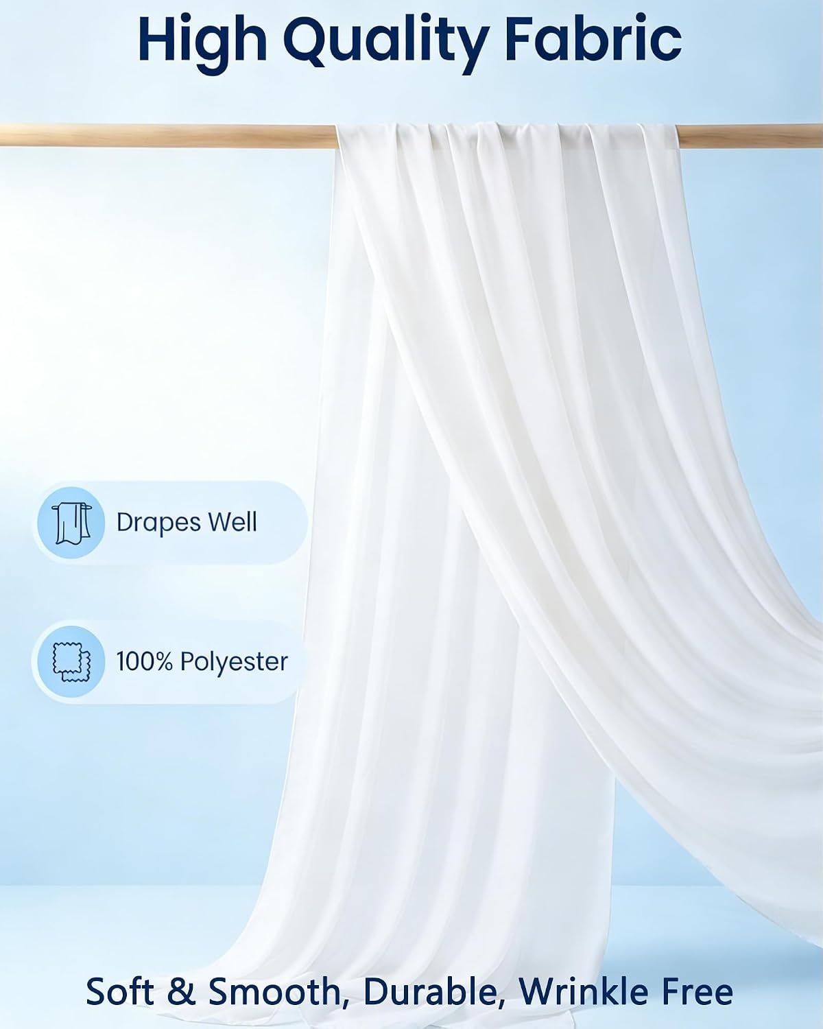 Witte Chiffon Trouwgordijnen (2 stuks) - 75x600cm - 32% Korting!