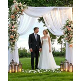 Witte Chiffon Trouwgordijnen (2 stuks) - 75x600cm - 32% Korting!