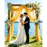 Witte Chiffon Trouwgordijnen (2 stuks) - 75x600cm - 32% Korting!