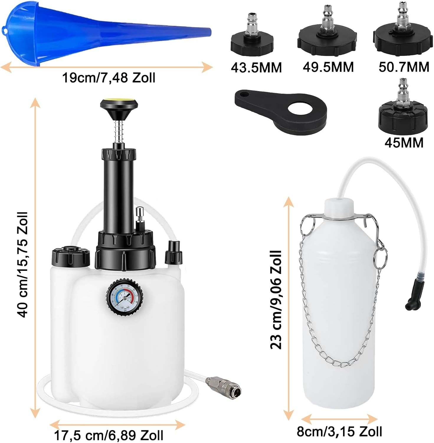 Remvloeistofwisselkit 1 Persoon | Universeel 4 Adapters | 3L Reservoir