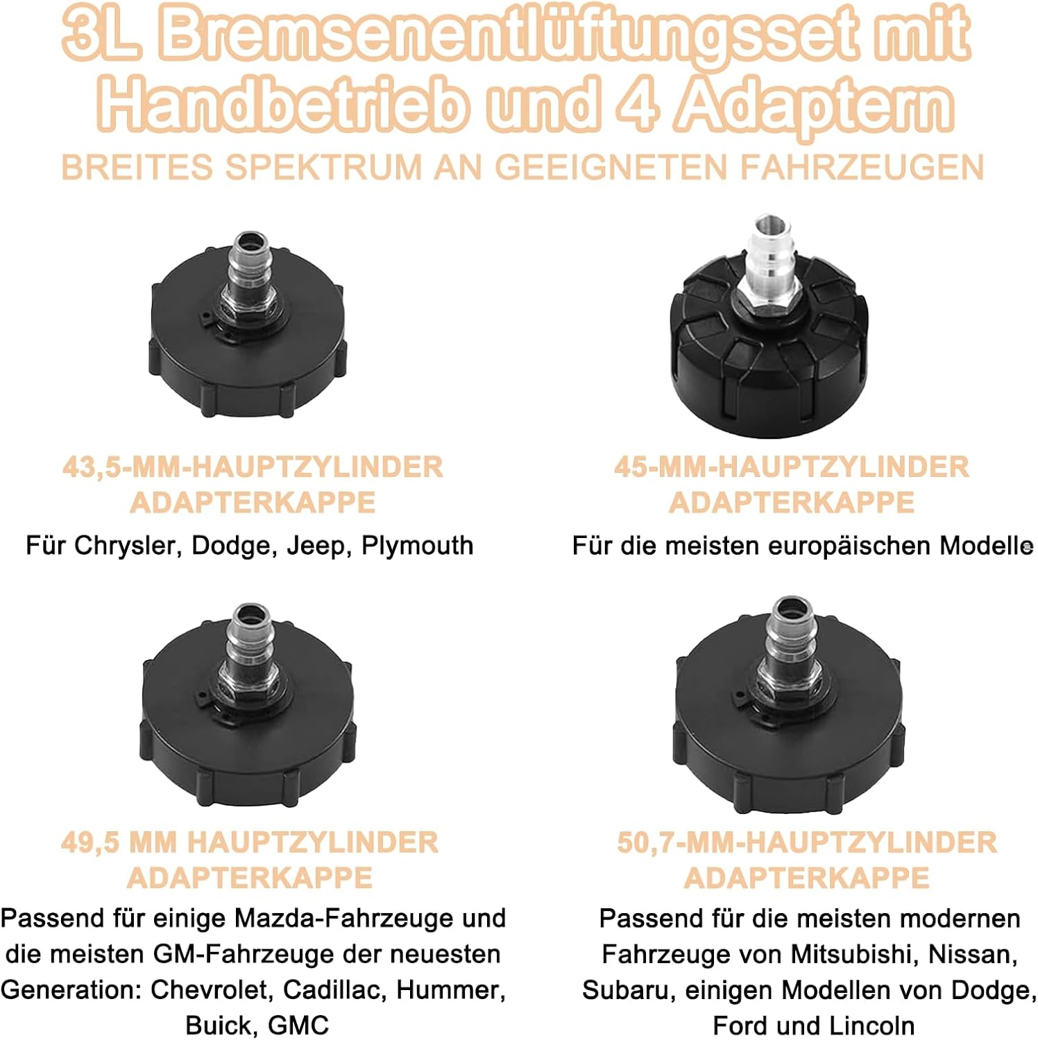 Remvloeistofwisselkit 1 Persoon | Universeel 4 Adapters | 3L Reservoir